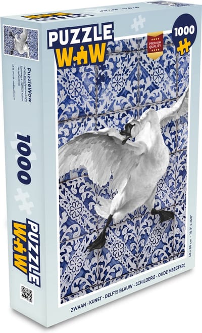 Puzzel Zwaan - Kunst - Delfts blauw - Schilderij - Oude meesters - Legpuzzel - Puzzel 1000 stukjes volwassenen
