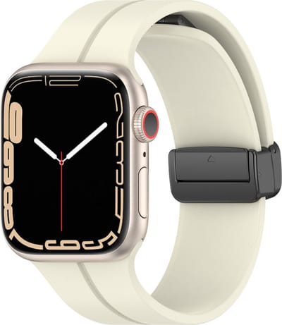 Siliconen bandje - geschikt voor Apple Watch 1/2/3/4/5/6/7/8/9/10/11/ SE (1,2,3) met maat 38 mm / 40 mm / 41 mm en 42 mm (Watch 10/11) - beige