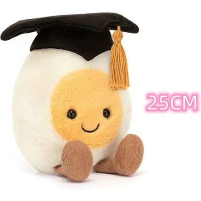 14/25/40CM Kawaii Speelgoed Gekookt Ei met Doctoraatshoed Grappig Ei Kussen Knuffel Zachte Poppen Afstuderen Verjaardagscadeau