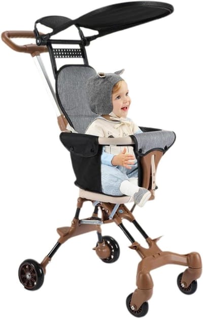 Draagbare wandelwagen | Aluminiumlegering ABS 52x42x90cm Lichtgewicht Opvouwbare Reiswagen | Omkeerbare tweewegszitting Compacte Paraplu Kinderwagen Vliegtuig Outdoor Transport