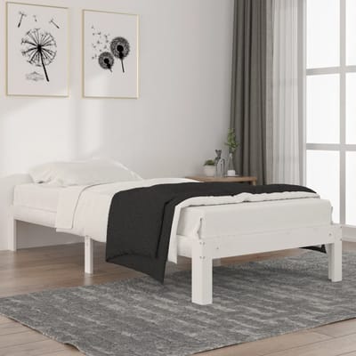 vidaXL - Bedframe - massief - grenenhout - wit - 90x200 - cm