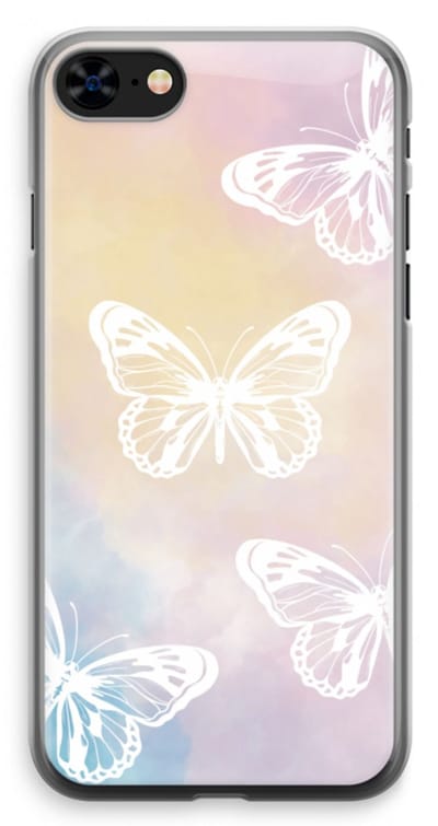 Case Company® - Hoesje geschikt voor iPhone 8 hoesje - White butterfly - Soft Cover Telefoonhoesje - Bescherming aan alle Kanten en Schermrand