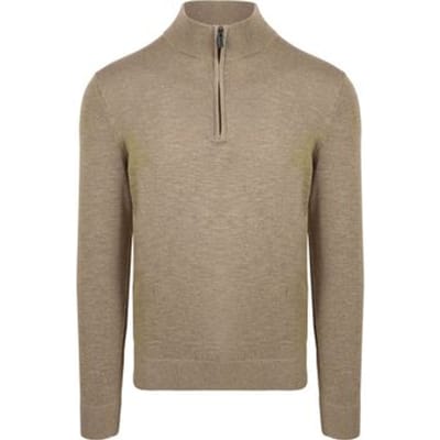 Suitable Slub Yarn Half Zip Trui Beige - Maat XXL - Heren - Quarter zip - Schipperstrui met rits - Volwassen mannen