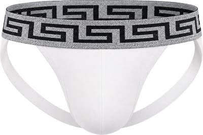 MODUS VIVENDI Bold Meander Jockstrap White/Silver - MAAT S - Heren Ondergoed - Jockstrap voor Man - Mannen Jock