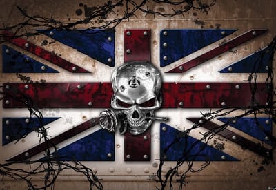 Fotobehang Alchemy Skull Union Jack Tattoo | XL - 208cm x 146cm | 130g/m2 Vlies