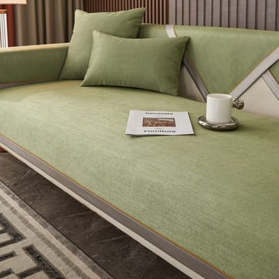 Grijze Rand Bankhoes Chenille Anti Kattenkras Bankhoezen Vier Seizoenen Universeel Zitkussen Antislip Handdoek voor Woonkamer 70x70cm 1pcs
