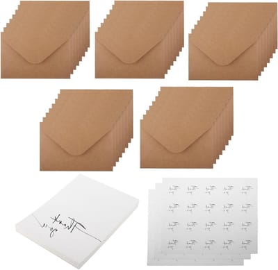 40 Stuks Kraft Papier Bedankkaarten Set met Enveloppen en Stickers, 16 x 11 cm, Perfect voor Vrienden, Familie en Collega's