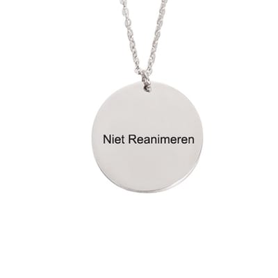 Gegraveerde Niet Reanimeren Ketting - Niet Reanimeren Penning - Do Not Resuscitate - Gegraveerd - Cirkel - Roestvrij Staal - RVS - Verstelbaar - Zilverkleurig