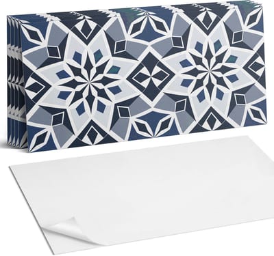 Coloray Plaktegels - Geometrisch bloemenpatroon Wandtegel Zelfklevend - 60 cm x 30 cm - Grijs Plaktegels - 6 stuks - Rechthoek PVC Tegels - Plaktegels Keuken - Zelfklevende Vloertegels Badkamer - Vinyltegels Vloer Zelfklevend - Portugese Tegels