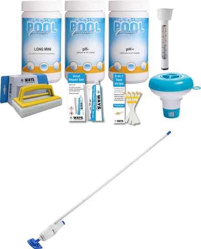 WAYS - Zwembad Onderhoud - Pakket Medium & Oplaadbare zwembad stofzuiger