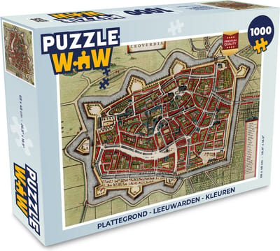 Puzzel Plattegrond - Leeuwarden - Kleuren - Legpuzzel - Puzzel 1000 stukjes volwassenen - Stadskaart