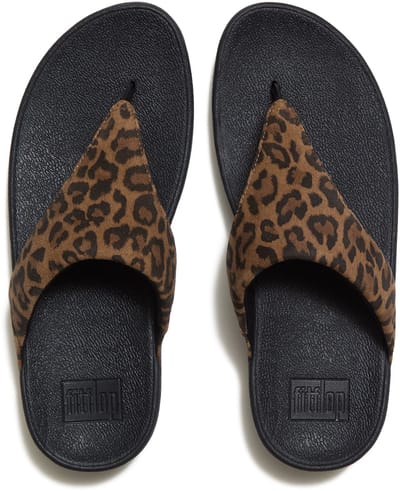 FitFlop Lulu Suede Leopard Toe-Post Sandals - Maat 37