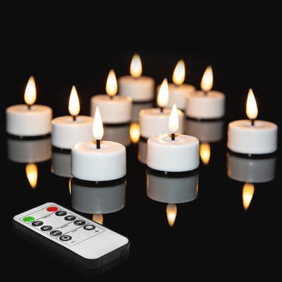 Vlamloze LED Theelichtjes met Afstandsbediening - Set van 10