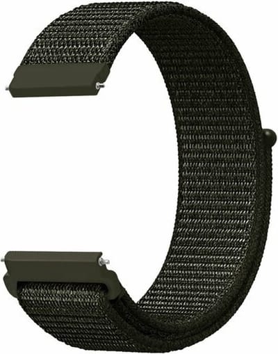 By Qubix - Geschikt voor Garmin bandje - Geschikt voor Garmin Vivomove 3 / HR / Luxe / Sport / Style / Trend - Sport Loop nylon bandje - Leger groen - Smartwatch bandje 20mm
