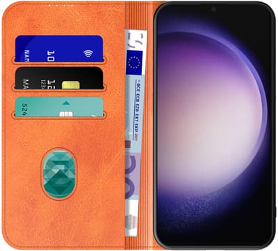 Geschikt voor Samsung Galaxy S23 Ultra Telefoonhoesje Bruin Kunstleer Met Magnetische Sluiting - Portemonnee BookCase Met Pasjeshouder - ProtX