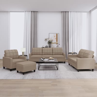 vidaXL - 4-delige - Loungeset - met - kussens - kunstleer - cappuccino
