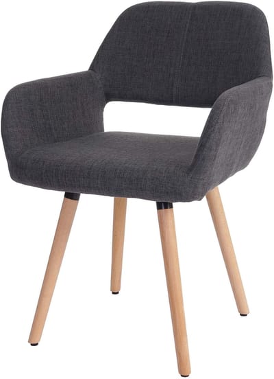 Eetkamerstoel MCW-A50 II, keukenstoel, retro jaren 50 design ~ textiel, grijs, lichte poten