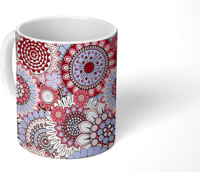 Mok - Koffiemok - Bloem - Mandala - Retro - Patroon - Mokken - 350 ML - Beker - Koffiemokken - Theemok