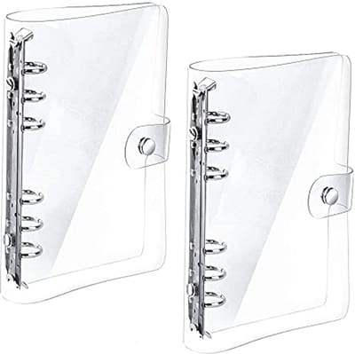 SnelShoppen - 2 Stuks A5 Ringmap, Navulbare Papieren PVC-Bindmiddel, Losse Bladen, Persoonlijke Agendamap, 6 Gaten, Waterdicht, Transparant, Met Drukk