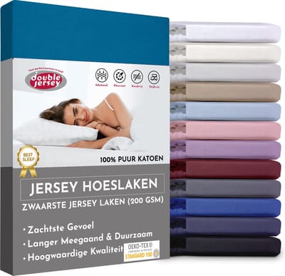 Double Jersey Hoeslaken - Hoeslaken 90x200+30 cm - 100% Katoen  Petrol