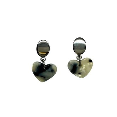 2 Love it Hartjes Print - oorbellen - stainless steel resin - zwart wit