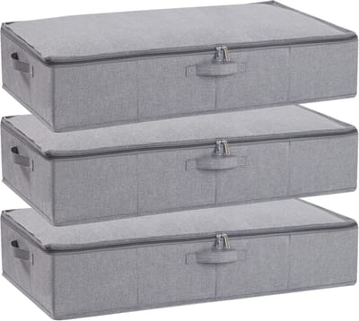 Famanu – Set van 3 opvouwbare opbergdozen voor onder bed, ruime organizers met handgrepen voor dekbedden en schoenen