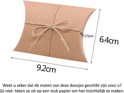 10 Bruin kartonnen langwerpige Doosjes met touwtjes - Karton - Traktatie Trouwerij - Housewarming - Babyshower - Cadeautje - Cookie - Snoep - 9 x 5,2 x 1 cm