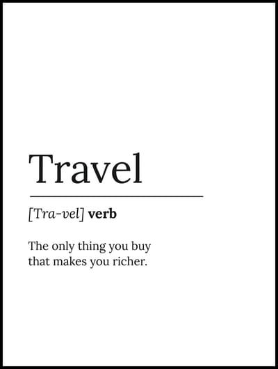 Poster Travel Quote - Reizen - 40x30 - Zwart/Wit - Poster met Tekst - Print - Slogan