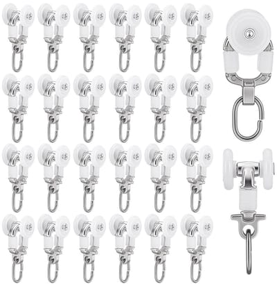 Dailygoods- Gordijnrollers 30 Stuks - Plafond Gordijn Runners - Glijders - Schuifhaken - Decoratie - 26,5 mm x 14,5 mm - Gordijnhaken