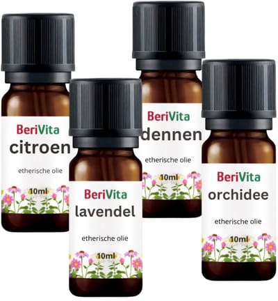 Wassen Geurolie 4x10ml Etherische Olie Set - Natuurlijke Wasparfum - Lavendelolie 10ml, Dennenolie 10ml, Citroenolie 10ml en Orchidee Olie 10ml