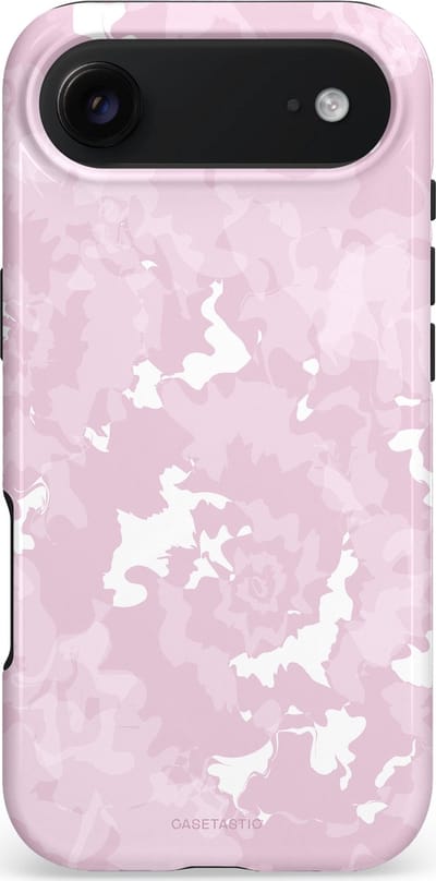 Casetastic hoesje geschikt voor Apple iPhone Air - MagSafe - Dubbellaagse bescherming - Roze wervels - Fashion Case - Lichtgrijs Lichtroze Wit