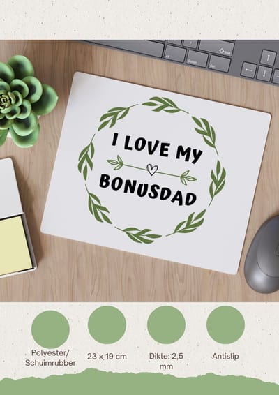 Akyol - i love my bonusdad Muismat - Papa - liefste bonusvader - vader cadeautjes - vaderdag - verjaardag - geschenk - kado - 23 bij 19 cm