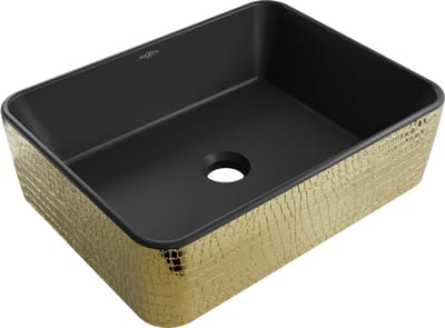 Mexen Catia opbouwwastafel 48 x 37 cm, zwart mat/gouden schubbenpatroon - 21314878