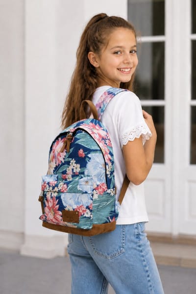 Enrico Benetti Santiago 46157 Rugzak met tabletvak - Donkerblauw bloemen print