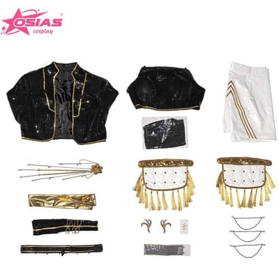 OSIAS Mira Cosplay Kostuum Set Mira pruik Mira schoenen Wuthering Waves Gouden Podium Outfit Zwart XL black
