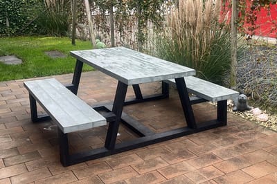 Rockwood® Picknicktafel Larix - Zwaar Kunststof - Mineral Grey 2.40m
