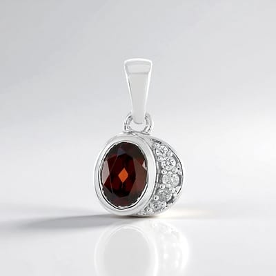 Cavill - Zilveren Hanger Geplatineerd - 925 Sterling Zilver - 1,14 ct Ovale Framboos Zirkoon - 1,225 ct Totaal - Elegant en Glanzend Hanger