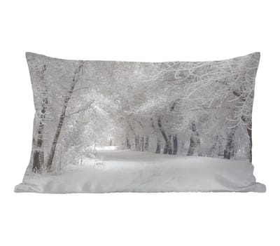 Sierkussens - Kussentjes Woonkamer - 50x30 cm - Bomen - Sneeuw - Winter - Kerstversiering - Kerstdecoratie voor binnen - Woonkamer