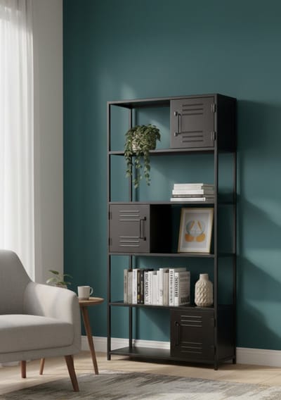 Bergkast Metaal Zwart – Industriële - 200x90x40 cm - Zwart - – Industriële Opbergkast Ferro Luxe - Medahomestore