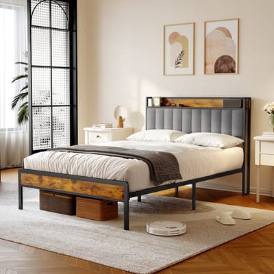 Xbro Gestoffeerd Bed 140 x 200 cm - Tweepersoonsbed met 35 cm Opbergruimte - Lichtgrijs