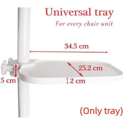 1 Stuks Verstelbare 45 50 Mm Tandheelkundige Scaler Tray Draaibare Beugel 12 Kg Belasting Wit Plastic Voor Stoelunit