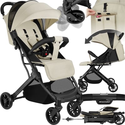 tectake® Buggy kinderwagen Finn - Lichtgewicht plooibuggy - Inklapbaar en met Zonwerende en Opvouwbare Kap - Draagkracht 15kg - Antraciet