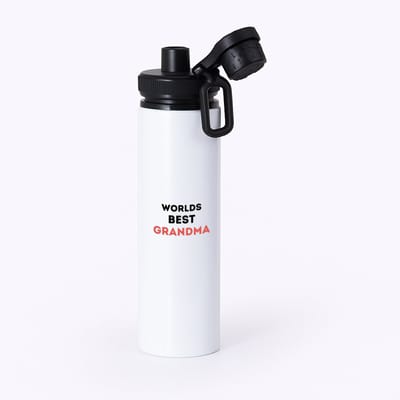 Hacebo® - worlds best grandma waterfles met draaidop zwart - Oma - de beste oma - verjaardagscadeau - verjaardag - cadeau - cadeautje voor oma - oma artikelen - kado - geschenk - gift - water fles - 850ML