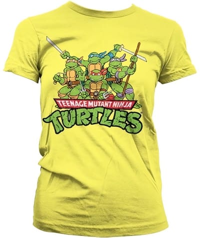 Teenage Mutant Ninja Turtles Turtles Distressed Group Girly T-shirt voor dames, geel