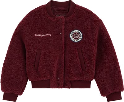 WE Fashion Meisjes teddy bomberjack met patch
