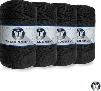 Macramé Koord | Bundelkorting | 800 meter | Zwart | 100% Katoen | Macramé | Macramé Touw | 3mm | Triple Twist | Plantenhanger | Dromenvanger | Wandkleed | Weven | Knopen | Breien | Haken | DIY | TheOldOmen |
