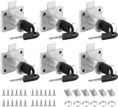 Dailygoods- Meubelslot met Sleutel - 6 Sets - Kasten/Meubelsloten - Staal - Gemakkelijk te Installeren - 34x42mm - Duurzaam - Kastslot