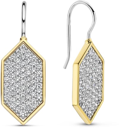 TI SENTO Dames Oorbellen - 925 zilver - Zirkonia met geel verguld - 7942ZY
