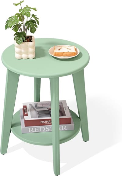 Ronde Bijzettafel met 2 Niveaus - Rustiek en Vintage voor Kleine Ruimtes