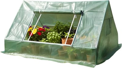 Lomera Broeikas in Huisvorm - Kweekkas - Groen Zeildoek - Anti-UV - UV-Straling Filteren - Ramen met Rits - Deur met Rits - Tuinkas - Moestuin - Kas - Broei Kas - Kweekkas - Kweken - Tuinkas
